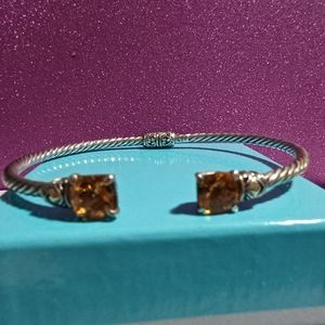 Glow Citrine Silver cable cuff Bracelet